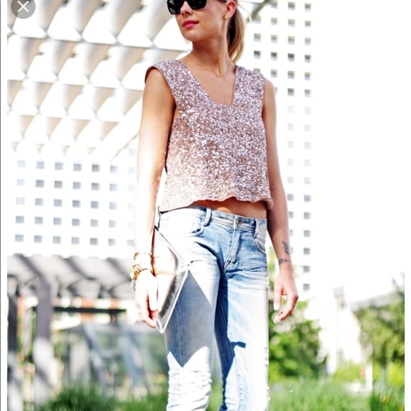 zara top with sequins